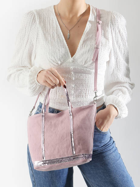 Handtas Cabas Linnen En Pailletten Vanessa bruno Roze cabas lin 31V40435 ander zicht 1